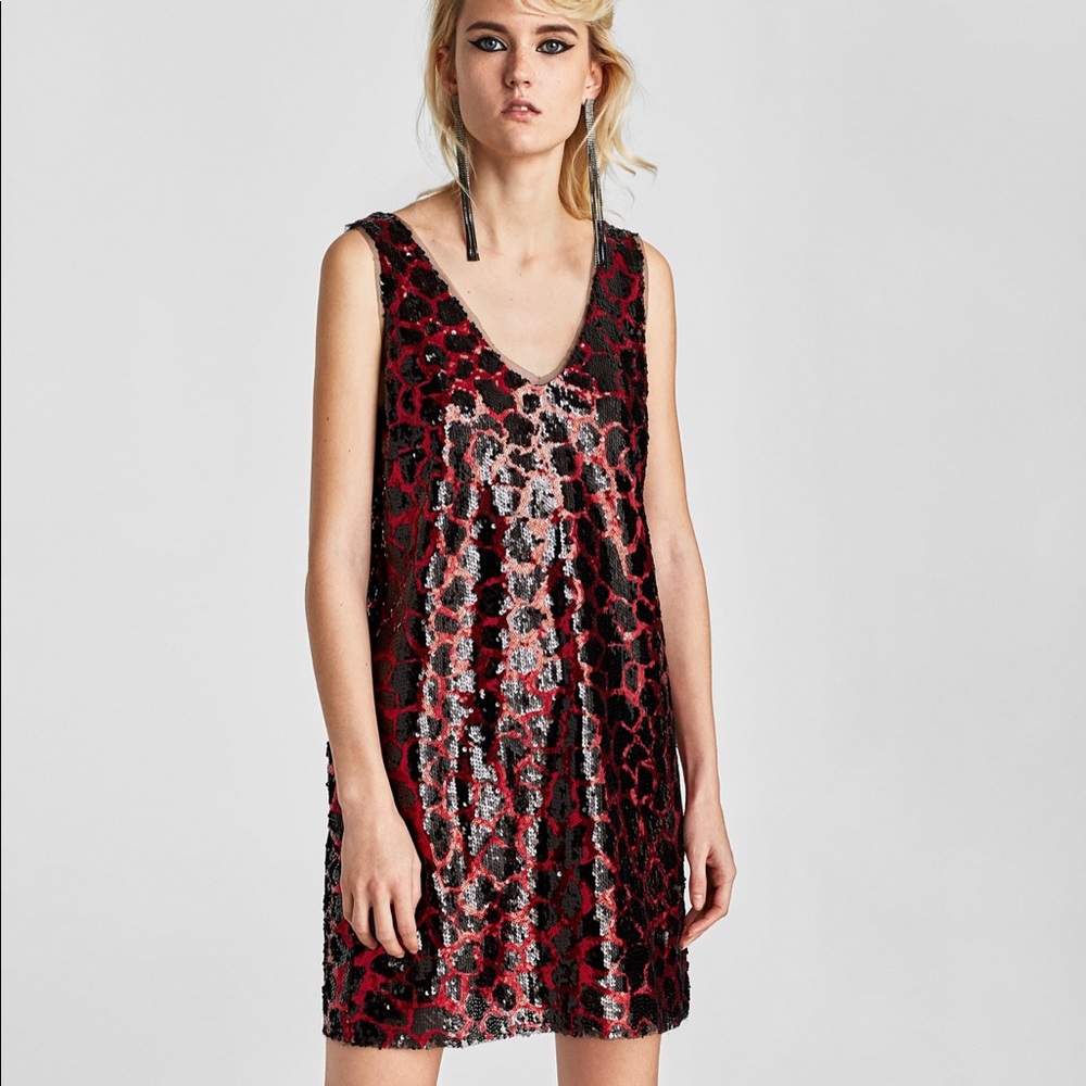 HP 🎉🎉 Zara sequin v-neck sleeveless dress S NWT - Picture 1 of 8